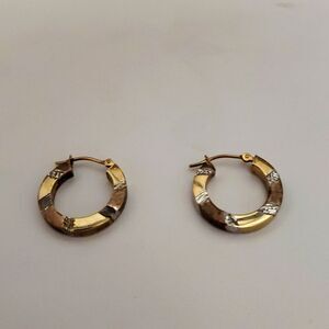 Jacmel Mauritius JCM .925 Silver, 10k Filled Small Tricolor Boho Hoop Earrings